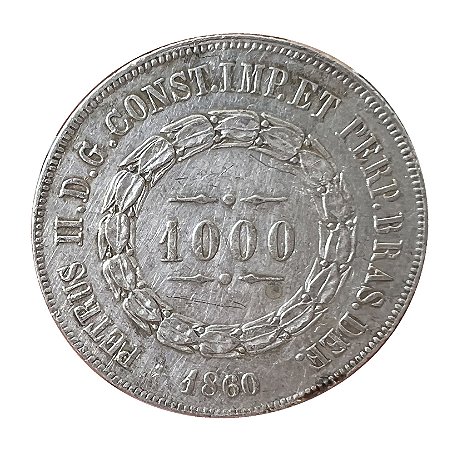 Moeda Antiga do Brasil 1000 Réis 1860