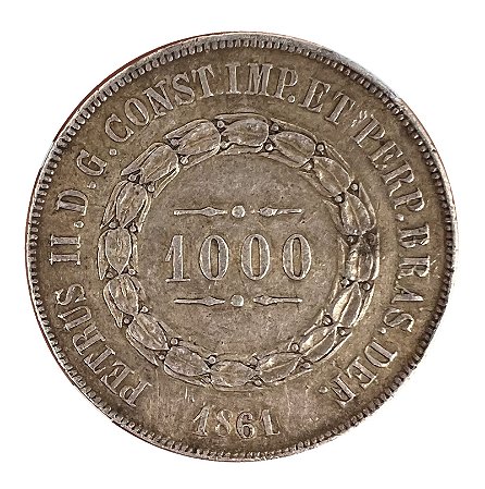 Moeda Antiga do Brasil 1000 Réis 1861