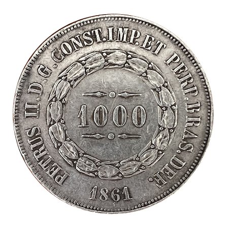 Moeda Antiga do Brasil 1000 Réis 1861