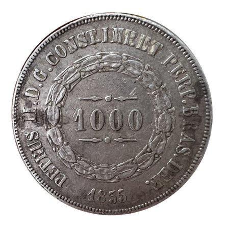 Moeda Antiga do Brasil 1000 Réis 1855
