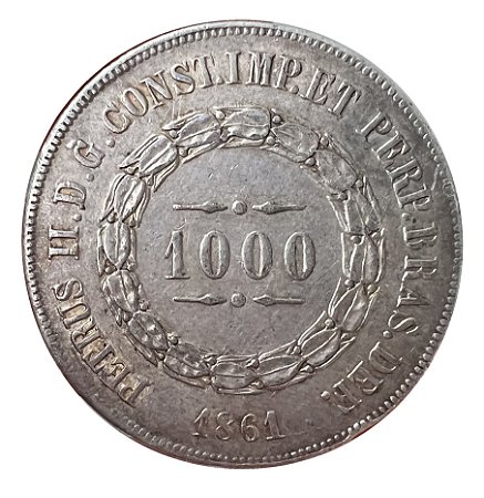 Moeda Antiga do Brasil 1000 Réis 1861