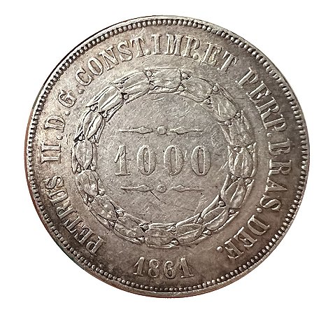 Moeda Antiga do Brasil 1000 Réis 1861