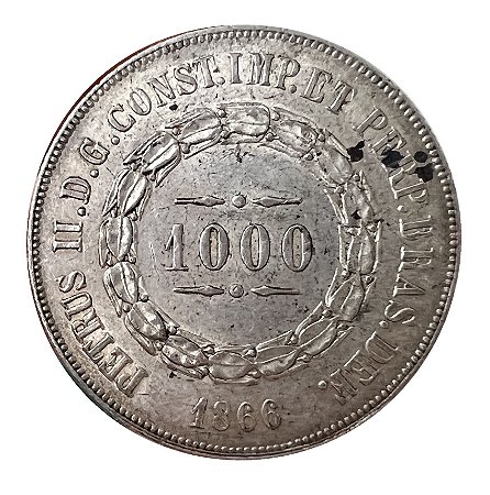 Moeda Antiga do Brasil 1000 Réis 1866