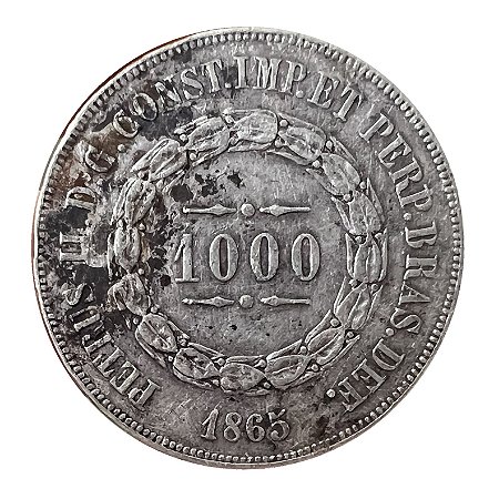 Moeda Antiga do Brasil 1000 Réis 1865