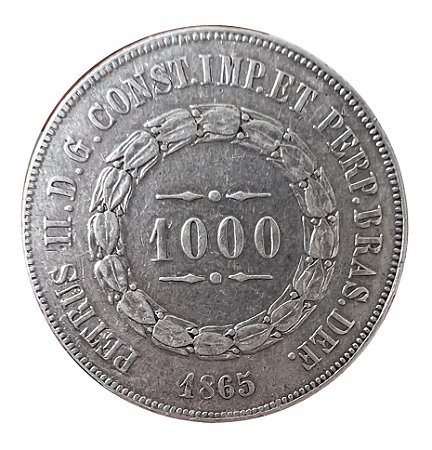 Moeda Antiga do Brasil 1000 Réis 1865