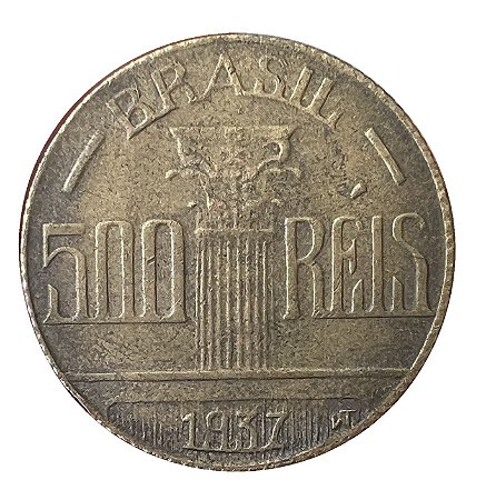 Moeda Antiga do Brasil 500 Réis 1937 - Regente Feijó