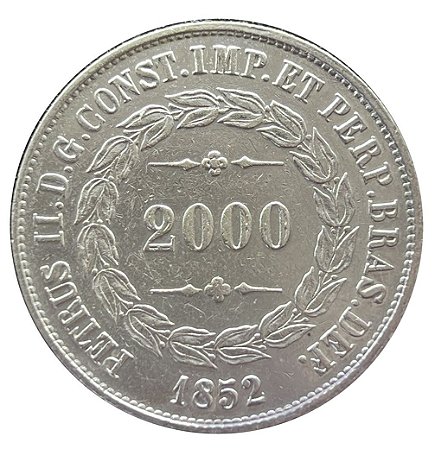 Moeda Antiga do Brasil 2000 Réis 1852