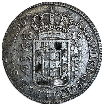 Moeda Antiga do Brasil Colônia 960 Réis 1816 B - Sobre 20 Reales José Napoleão
