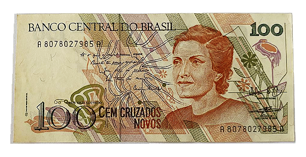 Cédula Antiga do Brasil 100 Cruzeiros 1989 - Cecília Meireles