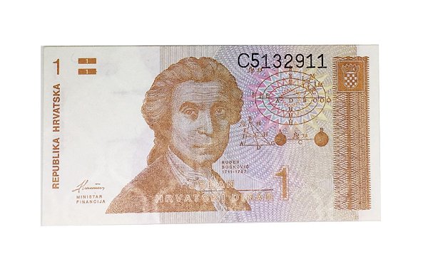 Cédula Antiga da Croácia 1Dinar 1991