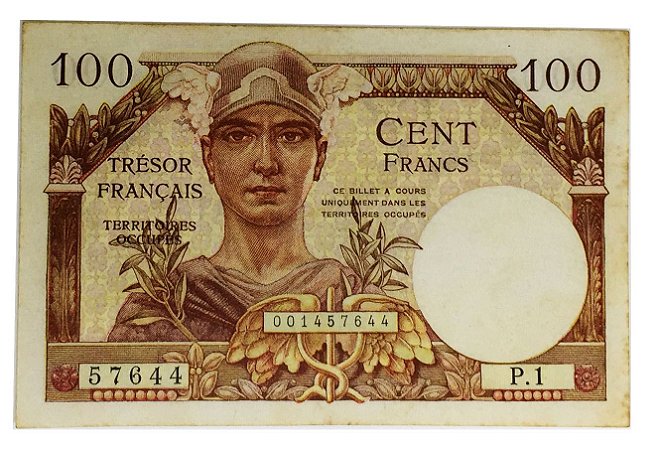 Cédula Antiga da França 100 Francs ND (1947) - Trésor Français