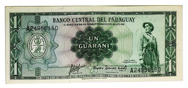 Cédula Antiga do Paraguai 1 Guarani 1952