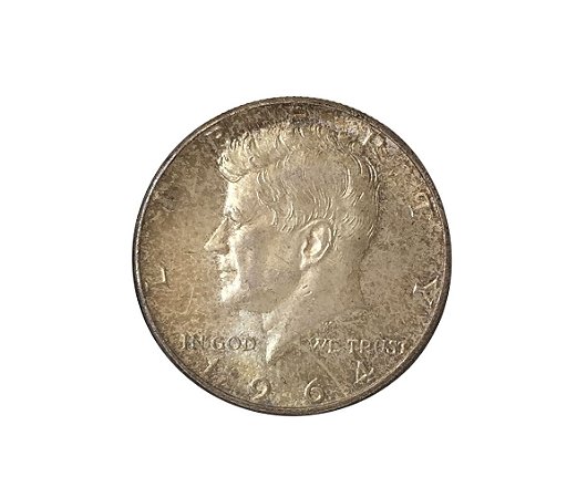 Moeda Antiga dos Estados Unidos Kennedy Half Dollar 1964
