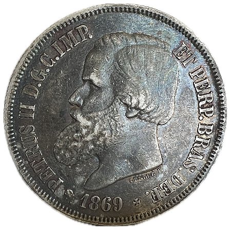 Moeda Antiga do Brasil 2000 Réis 1869 - Luster F.