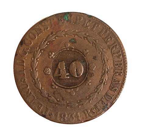 Moeda Antiga do Brasil 80 Réis 1831R com Carimbo Geral de 40