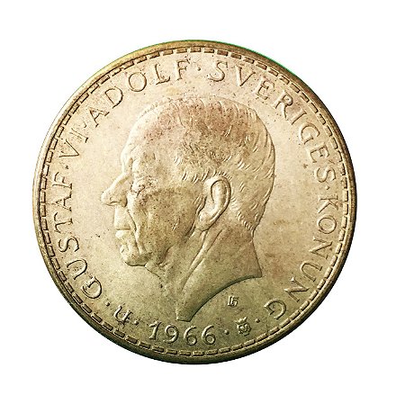 Moeda Antiga da Suécia 5 Kronor 1966 U