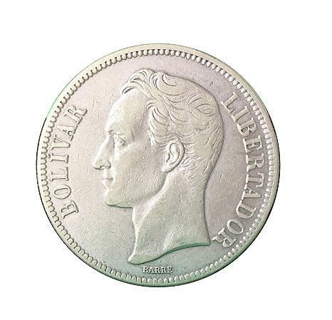 Moeda Antiga da Venezuela 5 Bolivares 1936 (Gram 25)