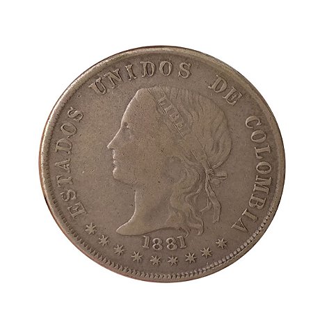 Moeda Antiga da Colômbia 50 Centavos 1881