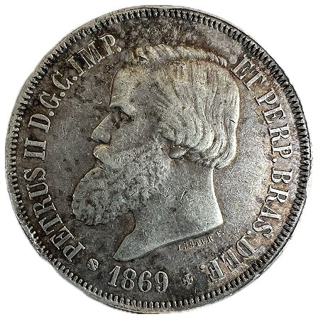 Moeda Antiga do Brasil 2000 Réis 1869 - Luster F.
