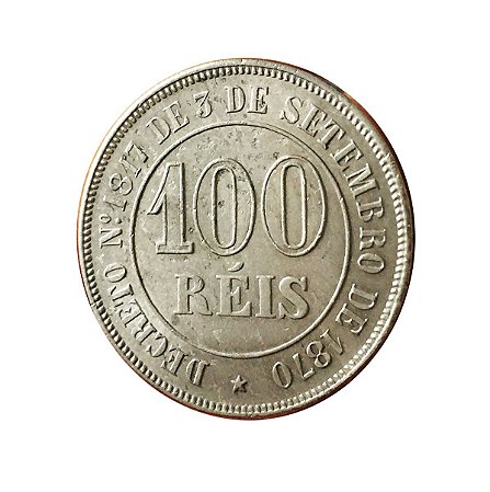Moeda Antiga do Brasil 100 Réis 1871