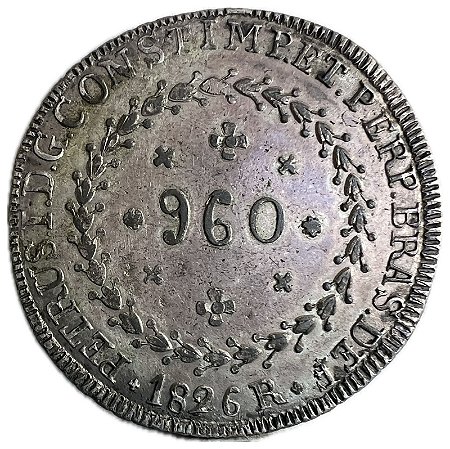 Moeda Antiga do Brasil Império 960 Réis 1826 R - FALSA AMERICANA
