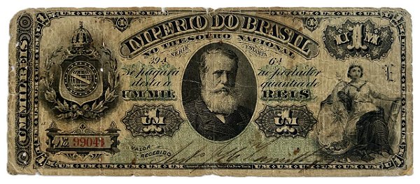 Cédula Antiga do Brasil 1 Mil Réis 1878