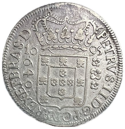 Moeda Antiga do Brasil Colônia 640 Réis 1695 - Coroa Estreita