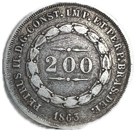 Moeda Antiga do Brasil Império 200 Réis 1863