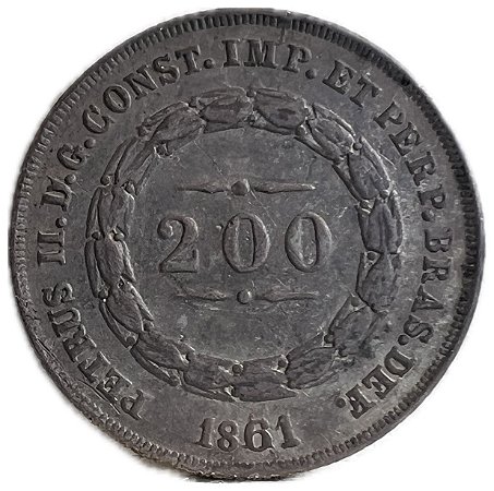 Moeda Antiga do Brasil Império 200 Réis 1861