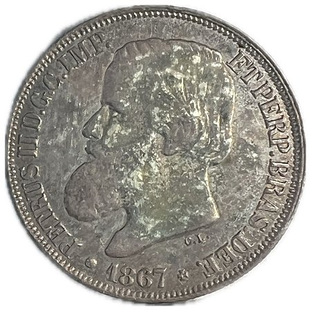 Moeda Antiga do Brasil Império 200 Réis 1867 - Busto
