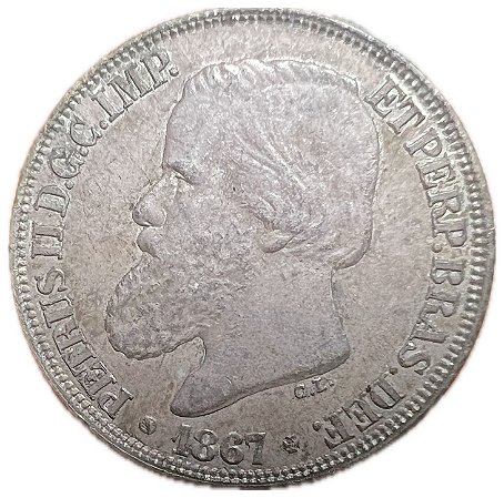 Moeda Antiga do Brasil Império 200 Réis 1867 - Busto