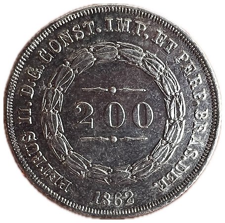 Moeda Antiga do Brasil Império 200 Réis 1862