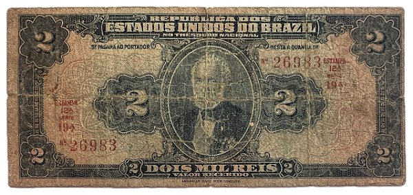 Cédula Antiga do Brasil 2 Mil Réis 1919