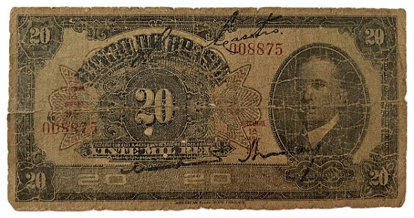 Cédula Antiga do Brasil 20 Mil Réis 1923
