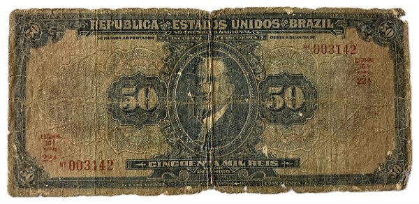 Cédula Antiga do Brasil 50 Mil Réis 1924