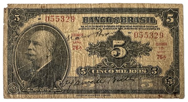 Cédula Antiga do Brasil 5 Mil Réis 1923