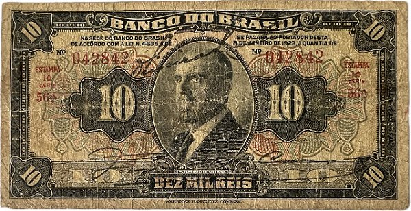 Cédula Antiga do Brasil 10 Mil Réis 1923