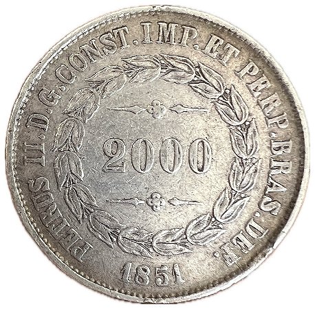 Moeda Antiga do Brasil 2000 Réis 1851