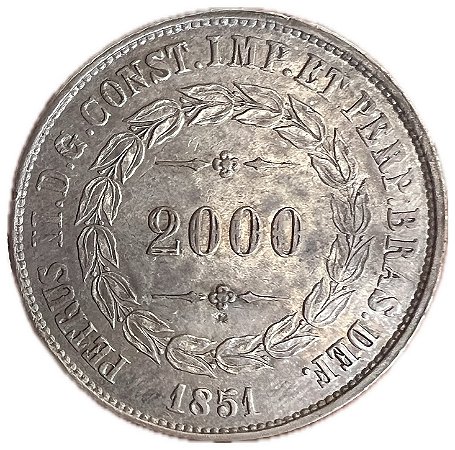 Moeda Antiga do Brasil 2000 Réis 1851