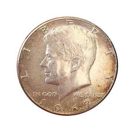 Moeda Antiga dos Estados Unidos Kennedy Half Dollar 1967