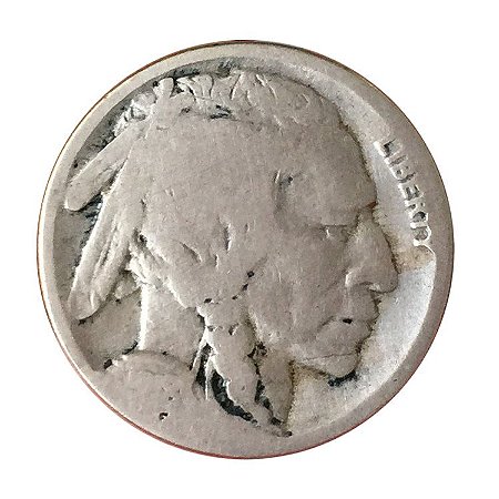 Moeda Antiga dos Estados Unidos Five Cents 1918 S - Buffalo Nickel