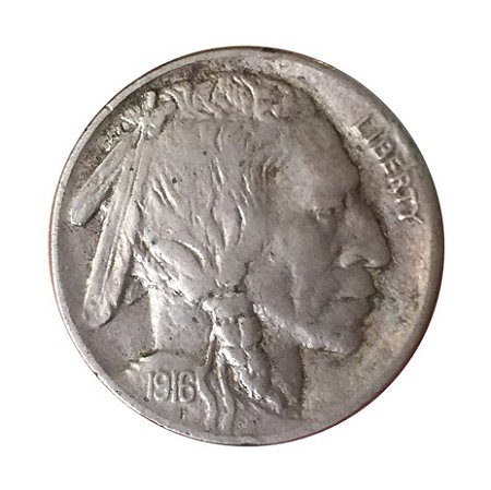 Moeda Antiga dos Estados Unidos Five Cents 1916 - Buffalo Nickel