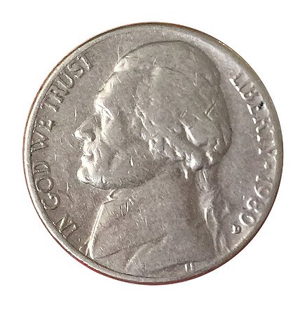 Moeda Antiga dos Estados Unidos Five Cents 1980 D - Jefferson Nickel