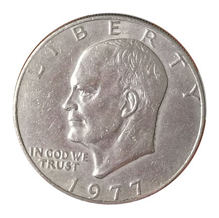 Moeda Antiga dos Estados Unidos Eisenhower Dollar 1977