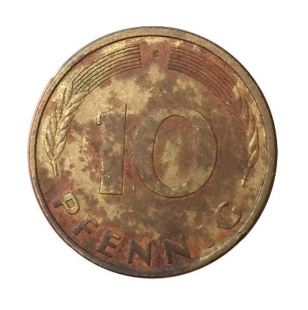 Moeda Antiga da Alemanha 10 Pfennig 1980 F
