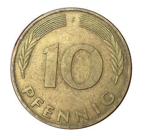 Moeda Antiga da Alemanha 10 Pfennig 1985 F