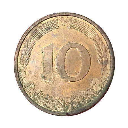 Moeda Antiga da Alemanha 10 Pfennig 1992 J