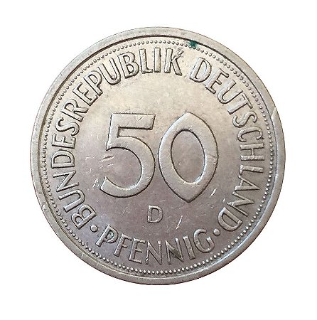 Moeda Antiga da Alemanha 50 Pfennig 1982 D