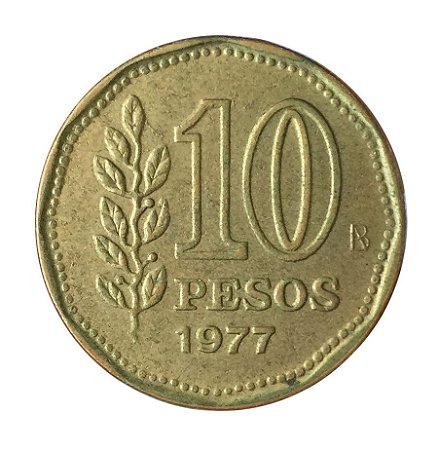 Moeda Antiga da Argentina 10 Pesos 1977