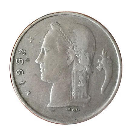 Moeda Antiga da Bélgica 1 Franc 1953